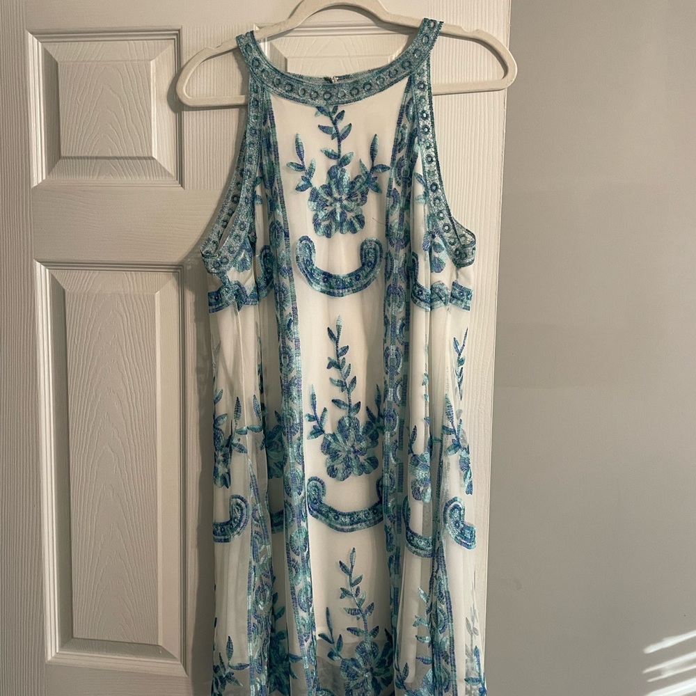 Altar'd State Blue Floral Midi Dress